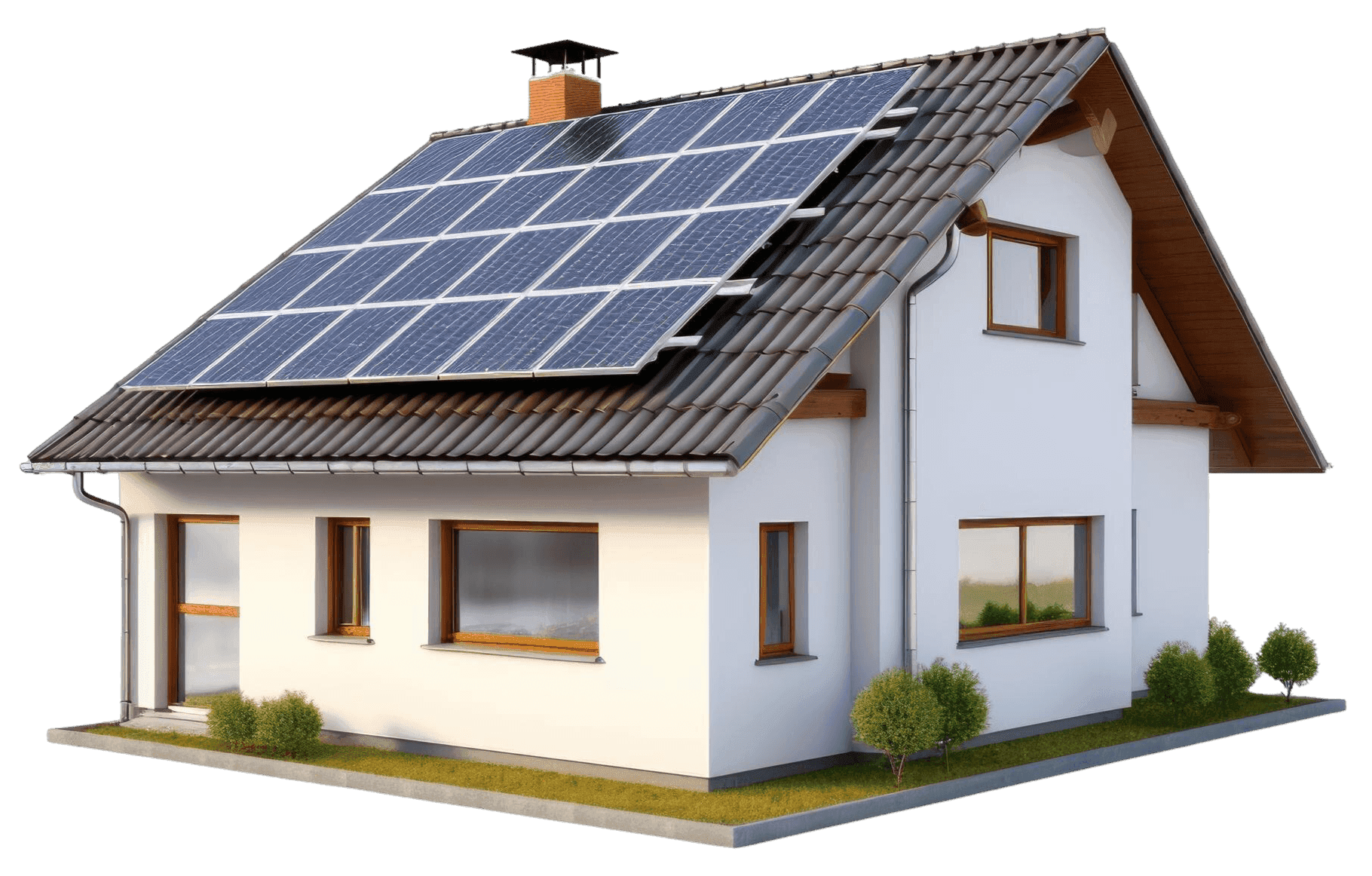 Technicians examining a residential rooftop solar array